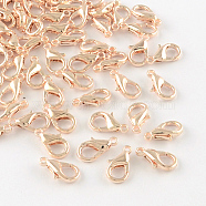 Zinc Alloy Lobster Claw Clasps, Parrot Trigger Clasps, Cadmium Free & Lead Free, Rose Gold, 21x12mm, Hole: 2mm(E107-RG)
