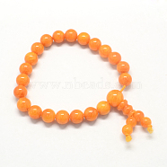 Buddha Meditation Yellow Jade Beaded Stretch Bracelets, Dark Orange, 50mm, 21pcs/strand(BJEW-R041-8mm-03)