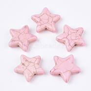 Synthetic Turquoise Beads, Dyed, Star, Pink, 19~19.5x20~21x5.5~6mm, Hole: 1.4mm(X-TURQ-S391-11E)