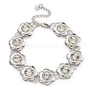 304 Stainless Steel Link Chain Bracelets, Crystal Rhinestone Bracelets for Women, Stainless Steel Color, 7-1/8 inch(18cm)(BJEW-S153-07P)