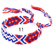 Cotton Braided Rhombus Pattern Cord Bracelet, Ethnic Tribal Adjustable Brazilian Bracelet for Women, Mauve, 5-7/8~14-1/8 inch(15~36cm)(FIND-PW0013-003A-11)
