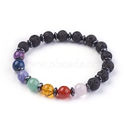 Natural Mixed Stone Stretch Bracelets, with Lava Rock and Non-Magnetic Synthetic Hematite Beads, 2-1/8 inch(5.5cm)(X-BJEW-JB03945-02)