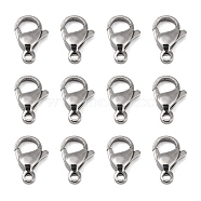 Tarnish Resistant Polished 304 Stainless Steel Lobster Claw Clasps, Parrot Trigger Clasps, Stainless Steel Color, 12.5x8x3.5mm, Hole: 1.5mm(STAS-R072-39A)