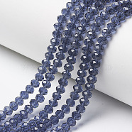 Glass Beads Strands, Faceted, Rondelle, Slate Blue, 6x5mm, Hole: 1mm, about 84~85pcs/strand, 16.34~16.54 inch(41.5~42cm)(EGLA-A044-T6mm-D12)