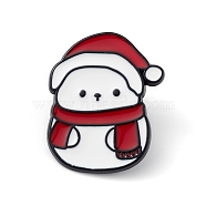 Christmas Theme Emanel Pin, Electrophoresis Black Alloy Brooch for Backpack Clothes, Snowman Pattern, 28.3x23x1.5mm(JEWB-C002-01C)