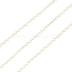 Brass Cable Chains, Soldered, Real 14K Gold Filled Chains, Real 14K Gold Plated, Link: 2x1.4x0.2mm(CHC-M023-02G)