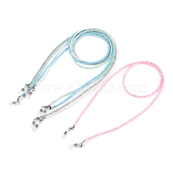 Eyeglasses Chains, Neck Strap for Eyeglasses, with Ceylon Glass Seed Beads, 304 Stainless Steel Lobster Claw Clasps, Brass Beads and Rubber Loop Ends, Mixed Color, 27.55 inch(70cm)(AJEW-EH00102)