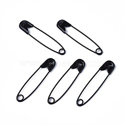 Spray Painted Iron Safety Pins, Cadmium Free & Nickel Free & Lead Free, Black, 30~31x7x2.5mm(IFIN-T017-02A-NR)