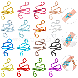 16Pcs 16 Colors Aluminu Cuff Rings, Knitting Loop Crochet Loops, Yarn Guide Finger Holder, Mixed Color, Inner Diameter: 19mm, 1pc/color(RJEW-BC00001)