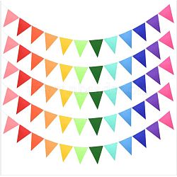 Non-Woven Fabric Pennant Flags, for Party Celebrations, with Ribbon and Pin, Triangle, Mixed Color, 2.5m; Triangle: about 170x130x1mm(AJEW-CJC0001-15)
