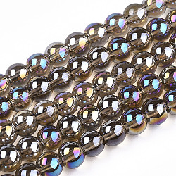 Electroplate Transparent Glass Beads Strands, AB Color Plated, Round, Gray, 4~4.5mm, Hole: 0.8mm, about 97~99pcs/strand, 14.76 inch~14.96 inch(37.5~38cm)(GLAA-T032-T4mm-AB02)