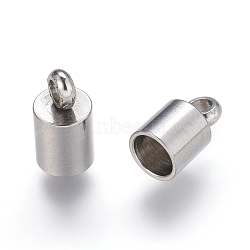 304 Stainless Steel Cord Ends Glue in Barrel End Caps, Leather Cord Finding Kit for Kumihimo Jewelry and Tassel Making, Stainless Steel Color, 9x5mm, Hole: 1.8mm, Inner Diameter: 4mm(X-STAS-P162-11-4mm)