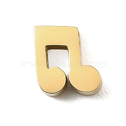 304 Stainless Steel Beads, Musical Note, Ion Plating(IP), Golden, 8x7x3mm, Hole: 1.8mm(SA-E001-07G)