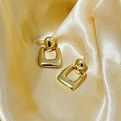 Fashionable Statement Style Rectangle Brass Stud Dangle Earrings for Women(KK6204-1)