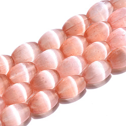 Dyed Natural Selenite Beads Strands, Rice, Dark Salmon, 12x8mm, Hole: 0.7mm, about 32pcs/strand, 15.39''(39.1cm)(G-T138-233I)