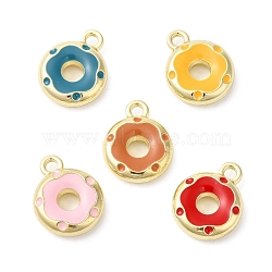 Alloy Enamel Charms, Donut Charm, Mixed Color, 12.5x10x3mm, Hole: 1.5mm(ENAM-D050-11G)
