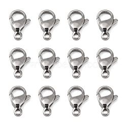 Tarnish Resistant Polished 304 Stainless Steel Lobster Claw Clasps, Parrot Trigger Clasps, Stainless Steel Color, 12.5x8x3.5mm, Hole: 1.5mm(STAS-R072-39A)