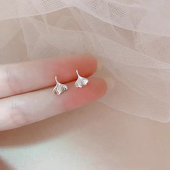 Alloy Earrings for Women, with 925 Sterling Silver Pin, Leaf, 10mm