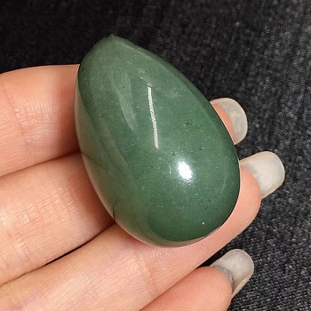 Natural Green Aventurine Egg Shaped Palm Stone, Easter Egg Crystal Healing Reiki Stone, Massage Tools, 30x20mm