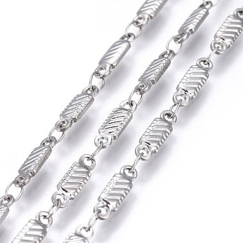 304 Stainless Steel Link Chains, Soldered, Rectangle, Stainless Steel Color, 10x3x1.5mm