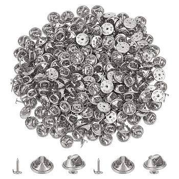 200 Sets Iron Butterfly Clutch Pin, Lapel Pin Backs, Tie Tack Pin, Brooch Findings, Platinum, Tray: 4.5mm, 12mm, Pin: 1mm