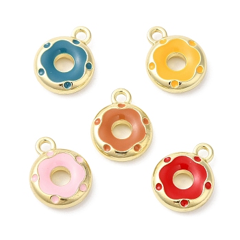 Alloy Enamel Charms, Donut Charm, Mixed Color, 12.5x10x3mm, Hole: 1.5mm
