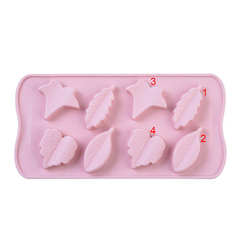 Food Grade Silicone Vein Molds, Fondant Molds, For DIY Cake Decoration, Chocolate, Candy, UV Resin & Epoxy Resin Jewelry Making, Leaf, Pink, 215x108mm