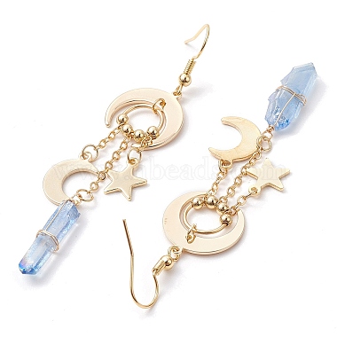 Dyed Natural Quartz Crystal Pendants Earrings(EJEW-TA00424)-4