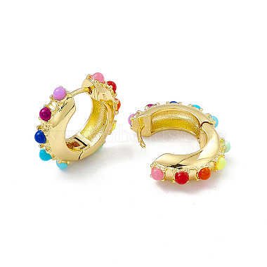 Colorful Resin Beaded Hoop Earrings(EJEW-P215-04G)-2