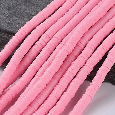 8mm Pink Flat Round Polymer Clay Beads