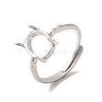 Adjustable Brass Solitaire Ring Settings, Prong Ring Settings, Oval, Platinum, Inner Diameter: 17.6mm, Tray: 10x8mm(KK-C022-02P)