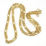 Trendy Men's 201 Stainless Steel Mother-Son Chain Necklaces, with Lobster Claw Clasps, Golden, 23.22 inch(59cm)(X-NJEW-L043B-41G)