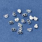 Brass Ear Nuts, Friction Ear Nuts, Lead Free & Cadmium Free & Nickel Free, Silver, 4.2x3.2x2.3mm, Hole: 0.7mm(KK-CBA1A60-08B-S)