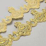 15.6 Yards Polyester Embroidery Flower Lace Trim, Clothing Accessories, Dark Khaki, 3~6.5x0.15cm(DIY-WH0419-49)