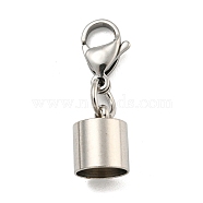 304 Stainless Steel Cord Ends, with Lobster Claw Clasps, Stainless Steel Color, 31mm, Inner Diameter: 9mm(STAS-K273-07E-P)