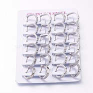 304 Stainless Steel Huggie Hoop Earrings, Horse Shoe, Stainless Steel Color, 16.5x15.5x3mm, Pin: 1mm, 12pairs/card(EJEW-O099-03P)