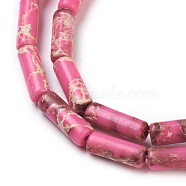 Synthetic Imperial Jasper Beads Strands, Dyed, Column, Hot Pink, 13~15x4.5mm, Hole: 1mm, about 28~29pcs/strand, 14.96 inch(38cm)(G-L496-A01)