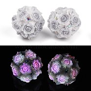 Acrylic Handmade Luminous Polymer Clay Rhinestone Beads, Glow in the Dark, Flower, Gainsboro, 19.5~23.5mm, Hole: 3mm(CLAY-H003-07E)