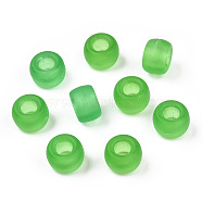 Transparent Plastic Beads, Frosted, Barrel, Lime Green, 9x6mm, Hole: 3.8mm, about 1900pcs/500g(KY-T025-01-A03)