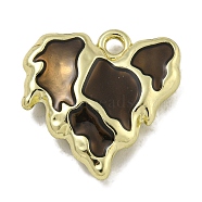 Alloy Enamel Pendants, Cadmium Free & Nickel Free & Lead Free, Heart Charm, Golden, Black, 16.5x16.5x4mm, Hole: 1.6mm(PALLOY-F312-50G-01)