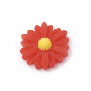 Resin Cabochons, Flower/Daisy, Red, 23x22x7mm(CRES-N007-10A)