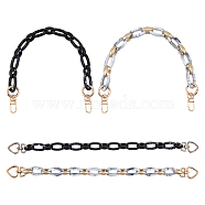 SUPERFINDINGS Acrylic and Spray Painted CCB Plastic Chains Bag Handles, with Golden Alloy Spring Gate Rings and Zinc Alloy Swivel Clasps, for Bag Straps Replacement Accessories, Mixed Color, 40cm, 4pcs/set(AJEW-FH0001-25)