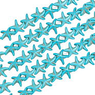 10 Strands Synthetic Turquoise Beads Strands, Starfish/Sea Stars, Dyed, Deep Sky Blue, 14~15x14~15x5mm, Hole: 1.5mm, about 36~38pcs/strand, 14.57 inch~14.96 inch(37~38cm)(G-OC0002-12)