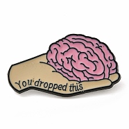 You Dropped This Brain Alloy Enamel Pins Brooches, Pearl Pink, 17x29mm(JEWB-U009-06)