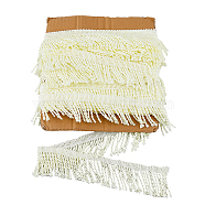 10.5 Yards Polyester Tassel Lace Ribbon, Fringe Trimming, Garment Accessories, Champagne Yellow, 2-3/8 inch(60mm), about 11.48 Yards(10.5m)/Card(OCOR-WH0082-106)