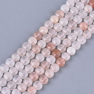 Natural Pink Aventurine Beads Strands, Faceted, Flat Round, 6~6.5x3.5mm, Hole: 0.8mm, about 59~60pcs/strand, 14.9 inch~15.1 inch(G-S354-28)