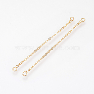 Brass Chain Links connectors, Nickel Free, Real 18K Gold Plated, 55x3x1mm, Hole: 1.5mm(KK-Q735-165G)