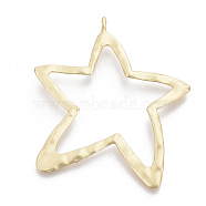 Alloy Big Pendants, Matte Style, Star, Cadmium Free & Nickel Free & Lead Free, Real 14K Gold Plated, 89x76x2.5mm, Hole: 4.5mm(PALLOY-Q357-68MG-NR)