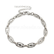 304 Stainless Steel Oval Link Chains Bracelets for Men & Women, Stainless Steel Color, 7-3/8 inch(18.8cm)(BJEW-D042-16P)