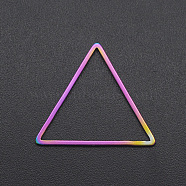 Ion Plating(IP) 201 Stainless Steel Linking Rings, Triangle, Laser Cut, Rainbow Color, 20x33x1mm, Inner Diameter: 17x20mm(STAS-R111-JA553)